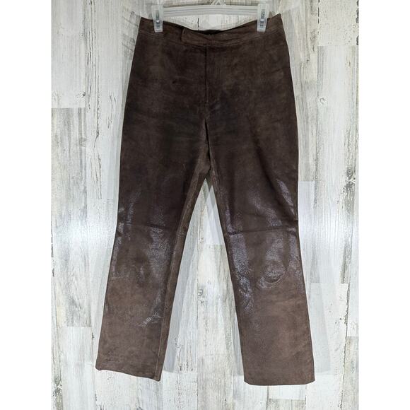 For Joseph Suede Pants Size 28 Brown Leather Straight Leg Lined READ - Picture 2 of 14